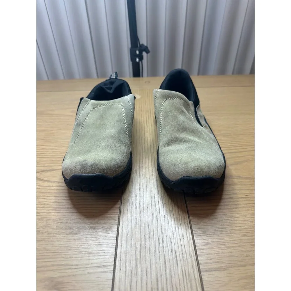 Faded Glory Size 7 Slip-On Suede Shoes Beige & Black Mens